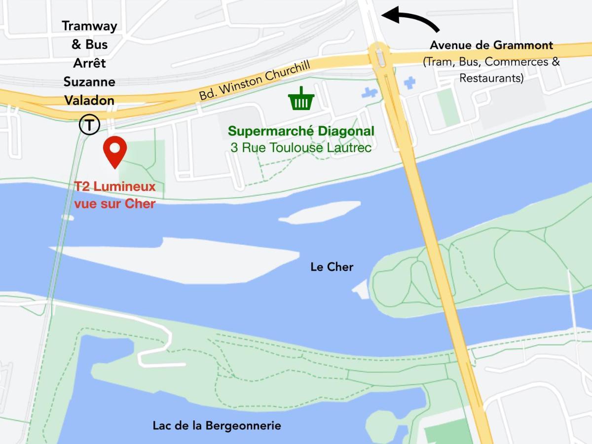 T2 Lumineux Vue Sur Cher, 8Mn Gare & Centre Tours Exterior photo